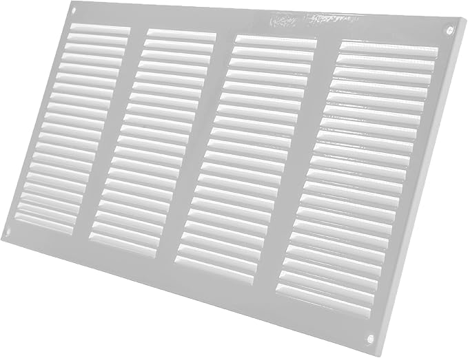 16" x 8" Inch White Metal Air Vent Cover - 3 Pack - Louvered Wall Grille with Built-in Mesh Screen - Durable HVAC Duct Cover