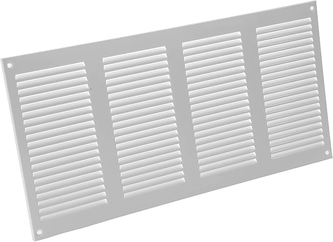 16" x 8" Inch White Metal Air Vent Cover - 3 Pack - Louvered Wall Grille with Built-in Mesh Screen - Durable HVAC Duct Cover
