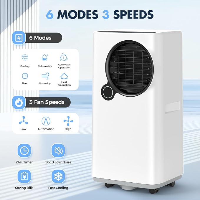 16000 BTU Portable Air Conditioner for Large Rooms up to 750 Sq. Ft., 6-in-1 Smart AC with WiFi App Control, Child Lock
