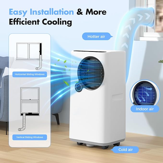 16000 BTU Portable Air Conditioner for Large Rooms up to 750 Sq. Ft., 6-in-1 Smart AC with WiFi App Control, Child Lock