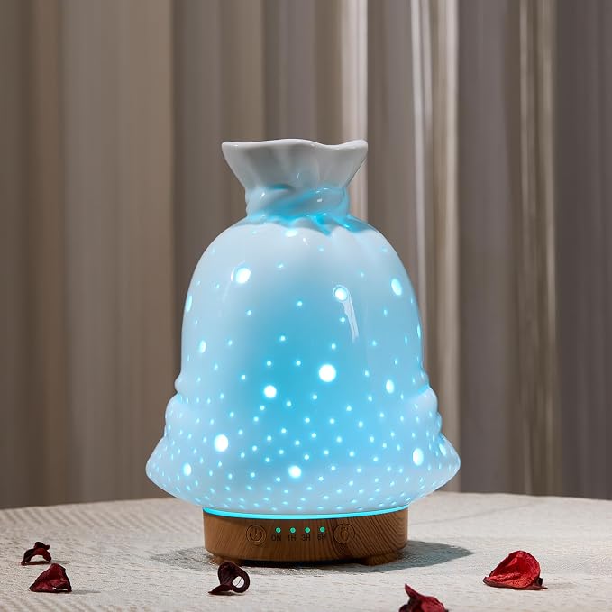 160ML Ceramic Diffuser for Essential Oils Lucky Bag Aromatherapy Diffuser Ultrasonic Cool Mist Humidifier with Intermittent