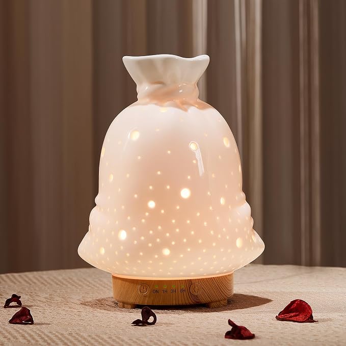 160ML Ceramic Diffuser for Essential Oils Lucky Bag Aromatherapy Diffuser Ultrasonic Cool Mist Humidifier with Intermittent