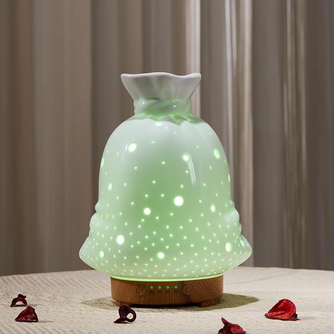 160ML Ceramic Diffuser for Essential Oils Lucky Bag Aromatherapy Diffuser Ultrasonic Cool Mist Humidifier with Intermittent