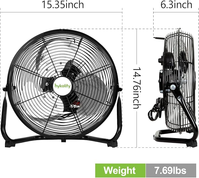 1680 CFM 12" High Velocity Floor Fan, 3-Speed Powerful Airflow Fan with 180-Degree Tilt, Heavy Duty Metal Fan for Home