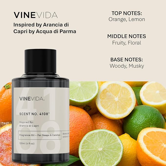 [16oz] Arancia di Capri Fragrance Oil for Candle Making - Natural Candle Oil Scents - Soap Making Essential Oil - Made in