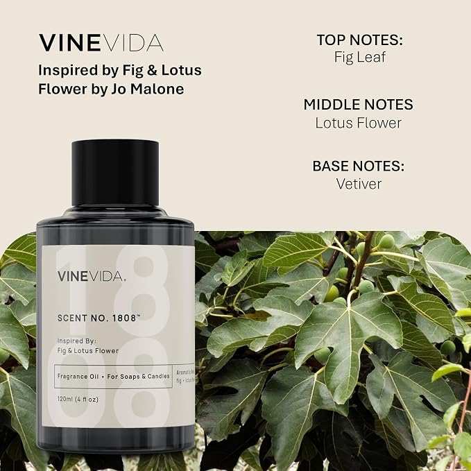 [16oz] Fig & Lotus Flower Fragrance Oil for Candle Making - Natural Candle Oil Scents - Soap Making Essential Oil - Made in