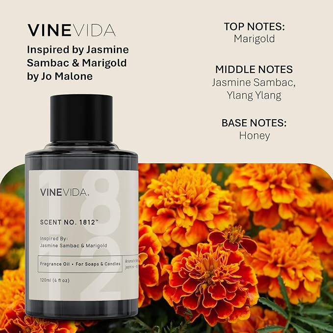 [16oz] Jasmine Sambac & Marigold Fragrance Oil for Candle Making - Natural Candle Oil Scents - Soap Making Essential Oil