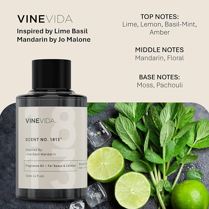 [16oz] Lime Basil Mandarin Fragrance Oil for Candle Making - Natural Candle Oil Scents - Soap Making Essential Oil - Made in