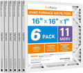 16x16x1 Air Filter MERV 11 6-Pack, Electrostatic Pleated AC Furnace Air Filter, Captures Dust, Smog & Pet Dander, Actual