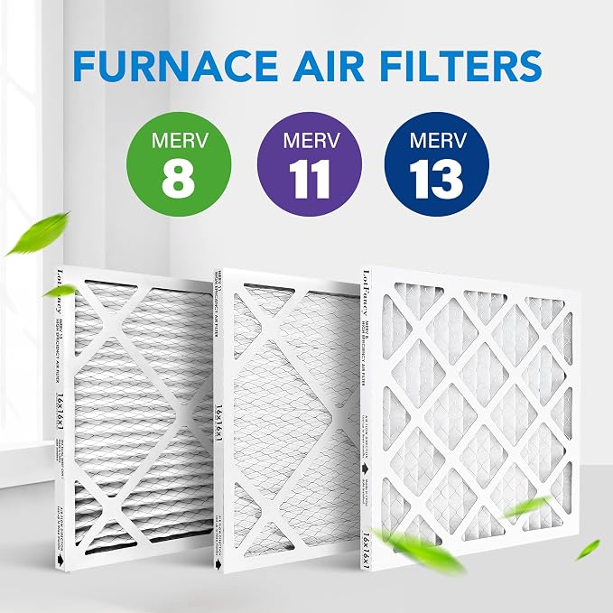 16x16x1 Air Filter MERV 11 6-Pack, Electrostatic Pleated AC Furnace Air Filter, Captures Dust, Smog & Pet Dander, Actual