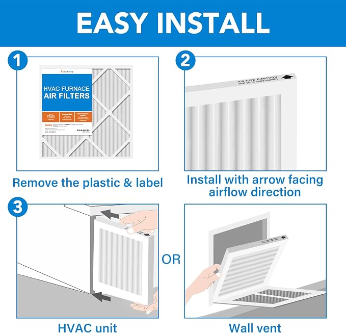 16x16x1 Air Filter MERV 8 6-Pack, Electrostatic Pleated Furnace & AC Filter, Captures Dust, Pet Hair, Pollen, alternate view