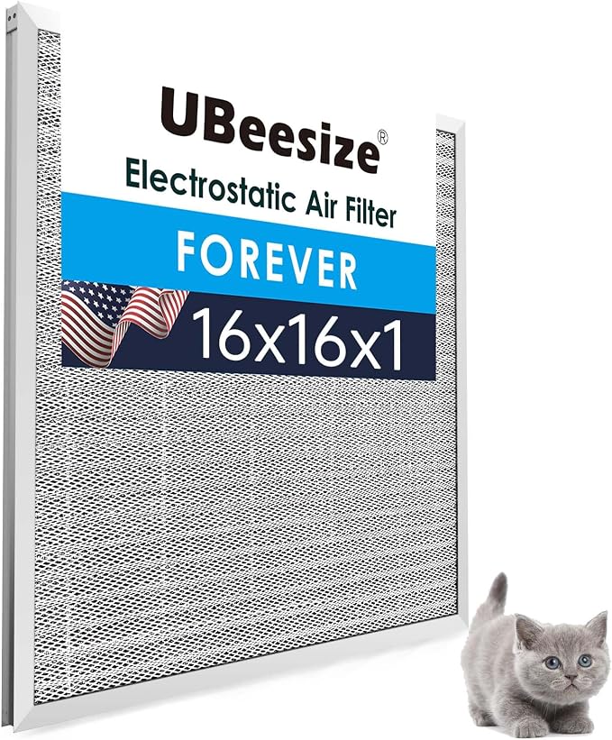 16x16x1 Reusable Electrostatic Air Filter HVAC AC Furnace Filter,MERV 8, Washable, Lasts a Lifetime,Permanent Air