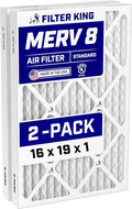 16x19x1 Air Filter (MERV 8) (2-Pack) Dust & Allergy Control AC Furnace Filters, MADE IN USA, HVAC, Pleated