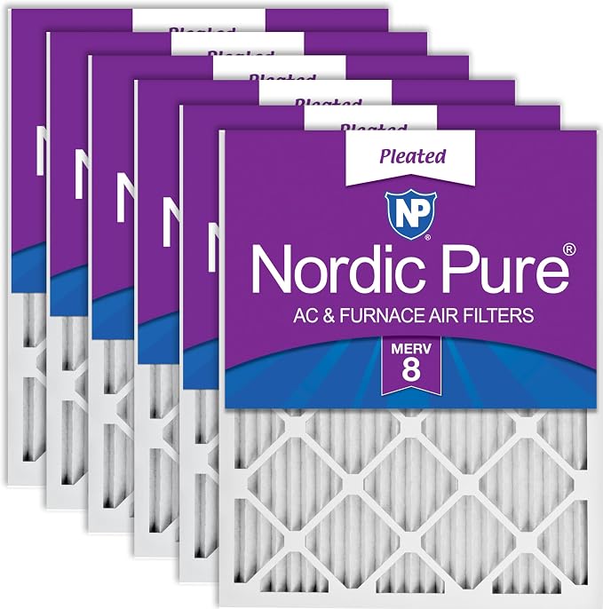 16x20x1 (15 1/2 x 19 1/2 x 3/4) Pleated MERV 8 Air Filters 6 Pack, product image