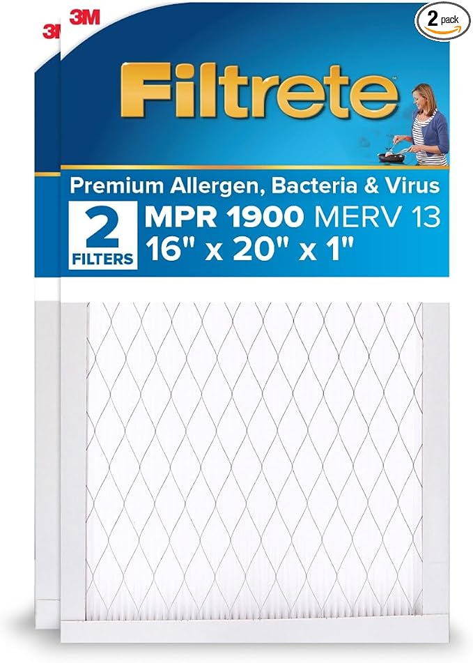 16x20x1 AC Furnace Air Filter, MERV 13, MPR 1900, Premium Allergen, Bacteria&Virus Filter, product image