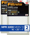 16x20x1 AC Furnace Air Filter, MERV 13, MPR 2200, Elite Allergen, Bacteria & Virus Filter, 3-Month Pleated 1-Inch