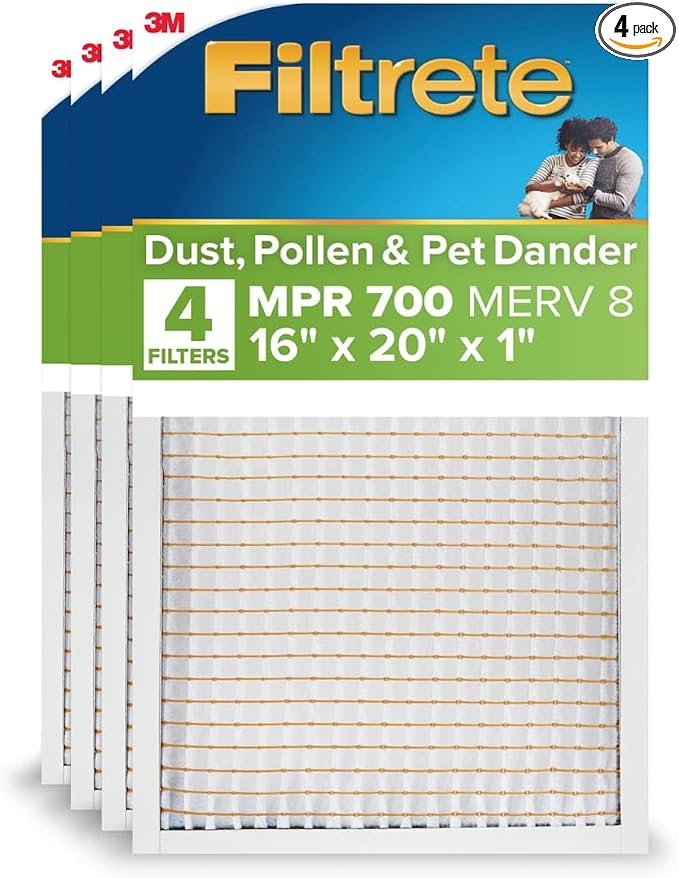 16x20x1 AC Furnace Air Filter, MERV 8, MPR 700, Tough on Pollen, Easy on Airflow, product image