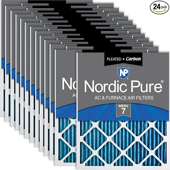 16x20x1 (Actual Size: 15 1/2 x 19 1/2 x 3/4) Pleated Air Filters MERV 7 Plus Carbon 24 Pack, product image