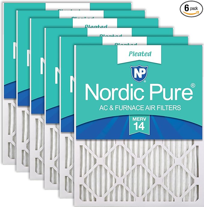 16x20x1 (Actual Size: 15 1/2 x 19 1/2 x 3/4) Pleated MERV 14 Air Filters 6 Pack 6 Pack Cotton, product image