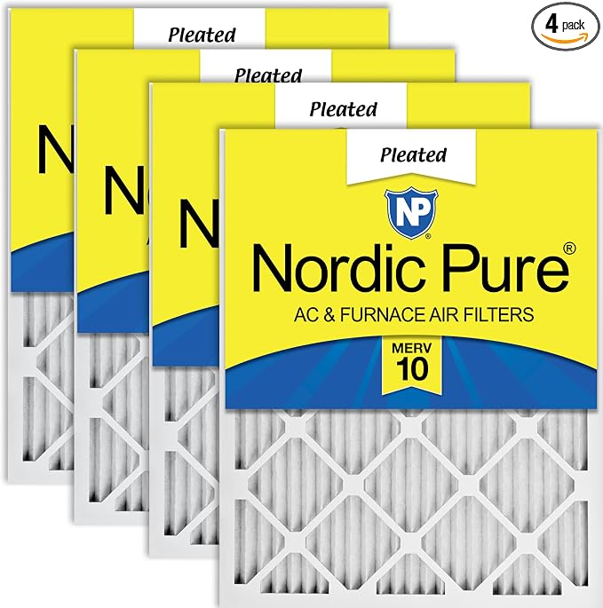 16x20x1 (Actual Size: 15 1/2 x 19 1/2 x 3/4) Pleated MERV 10 Air Filters 4 Pack