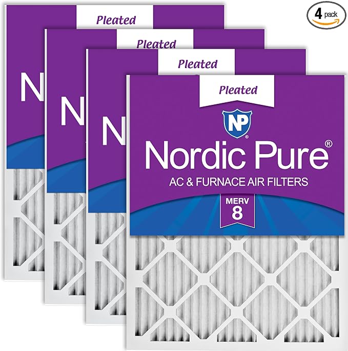 16x20x1 (Actual Size: 15 1/2 x 19 1/2 x 3/4) Pleated MERV 8 Air Filters 4 Pack