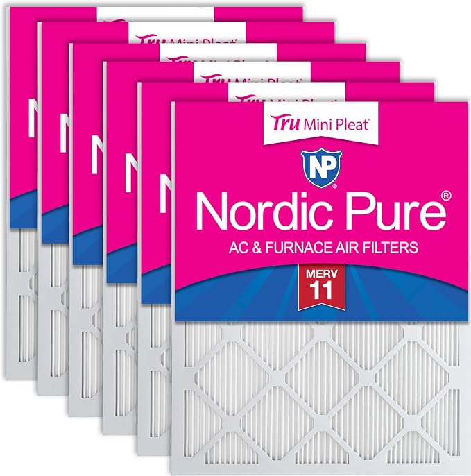 16x20x1 (Actual Size: 15 1/2 x 19 1/2 x 3/4) Tru Mini Pleat MERV 11 AC Furnace Air Filters – 2.5X More Media for Extended