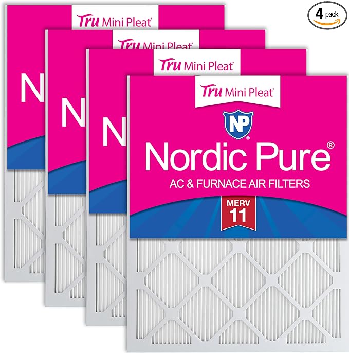 16x20x1 (Actual Size: 15 1/2 x 19 1/2 x 3/4) Tru Mini Pleat MERV 11 AC Furnace Air Filters – 2.5X More Media for Extended