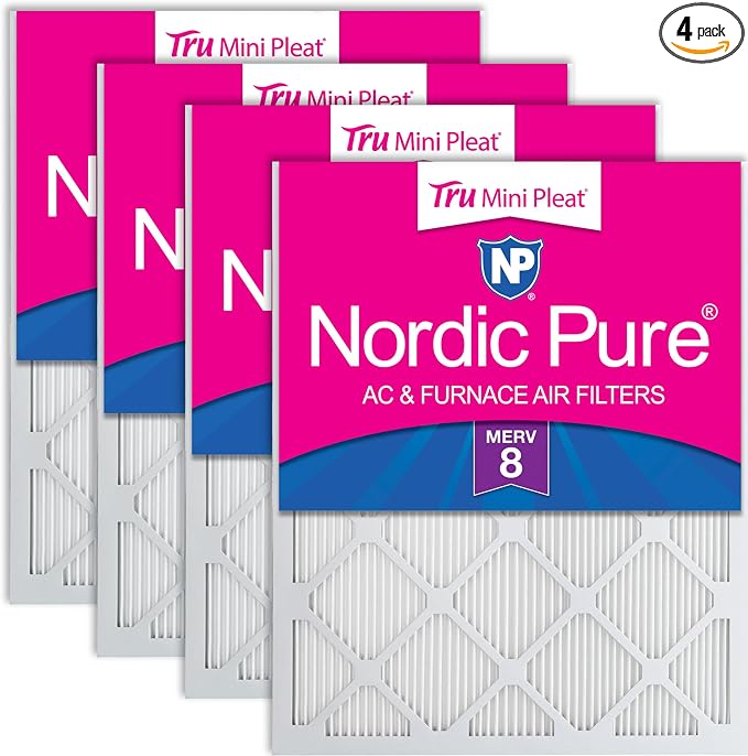 16x20x1 (Actual Size: 15 1/2 x 19 1/2 x 3/4) Tru Mini Pleat MERV 8 AC Furnace Air Filters - 2.5X More Media for