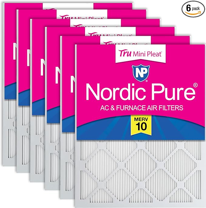 16x20x1 (Actual Size: 15 1/2 x 19 1/2 x 3/4) Tru Mini Pleat MERV 10 AC Furnace Air Filters – 2.5X More Media for