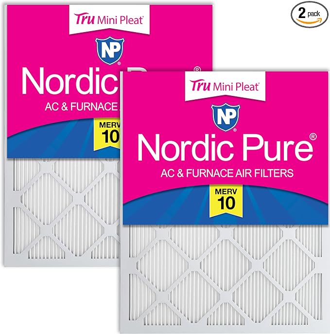 16x20x1 (Actual Size: 15 1/2 x 19 1/2 x 3/4) Tru Mini Pleat MERV 10 AC Furnace Air Filters – 2.5X More Media for