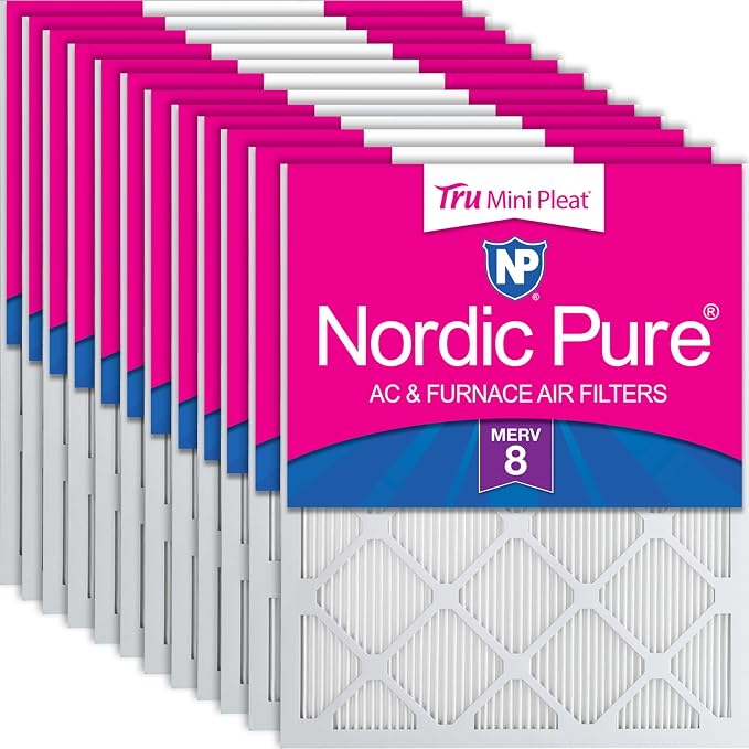 16x20x1 (Actual Size: 15 1/2 x 19 1/2 x 3/4) Tru Mini Pleat MERV 8 AC Furnace Air Filters - 2.5X More Media for