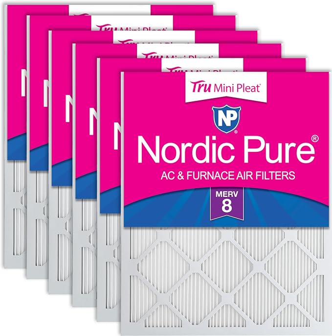 16x20x1 (Actual Size: 15 1/2 x 19 1/2 x 3/4) Tru Mini Pleat MERV 8 AC Furnace Air Filters - 2.5X More Media for