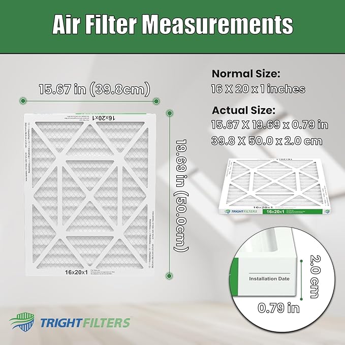 16x20x1 Air Filter 4 Pack, Durable MERV 8 Pleated Home HVAC AC Furnace Filters, alternate product view 2