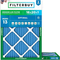 16x20x1 Air Filter MERV 13 Optimal Smoke & Allergy Defense (2-Pack), Electrostatic Pleated HVAC AC Furnace Filters
