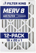 16x20x1 Air Filter (MERV 8) (12-Pack) Dust & Allergy Control AC Furnace Filters, MADE IN USA, HVAC, Pleated, product image