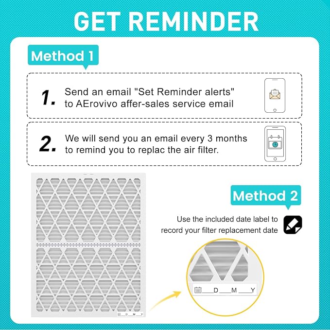 16x20x1 MERV8 Refillable Air Filter Starter Kit, 1 Reusable Foldable Frame & 6 Refills, Perfect for Most AC HVAC Furnace