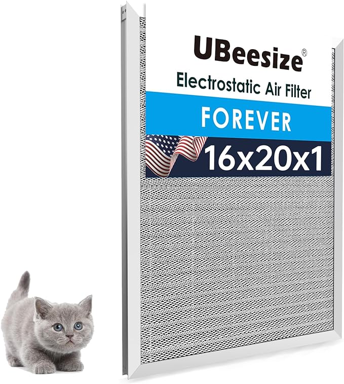16x20x1 Reusable Electrostatic Air Filter HVAC AC Furnace Filter,MERV 8,Washable, Lasts a Lifetime,Permanent Air