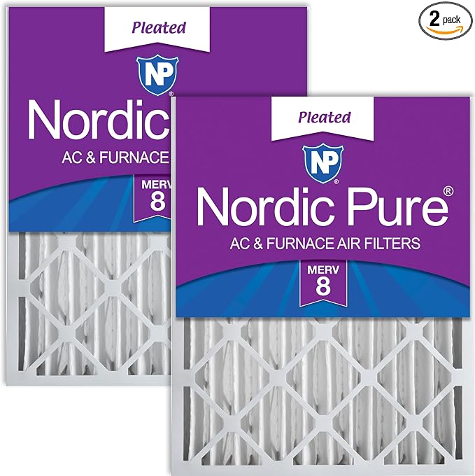 16x20x4 (15_1/2 x 19_1/2 x 3_5/8) Pleated MERV 8 Air Filters 2 Pack
