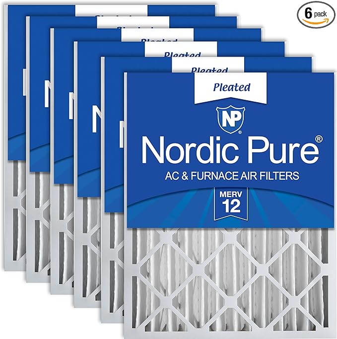 16x20x4 (Actual Size: 15 1/2 x 19 1/2 x 3 5/8) Pleated MERV 12 Air Filters 6 Pack, product image