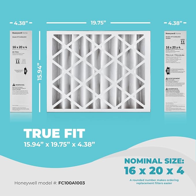 16x20x4 Air Filter Replacement MERV 11, FC100A1003 Pleated HVAC AC Furnace Filters with Cleaning Cloth, alternate product