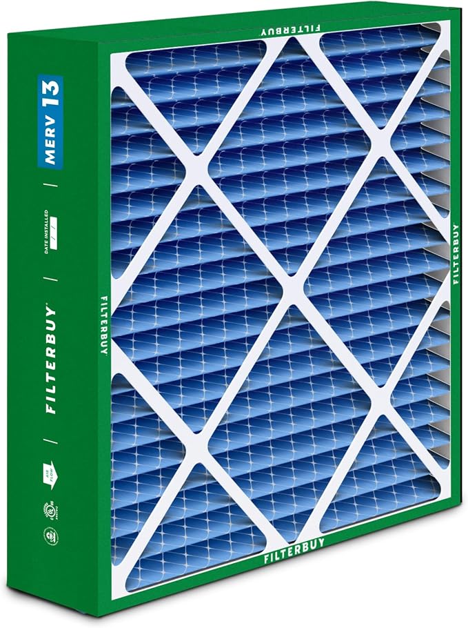 16x20x5 Air Filter MERV 13 Optimal Smoke & Allergy Defense (3-Pack), Pleated HVAC AC Furnace Filters for