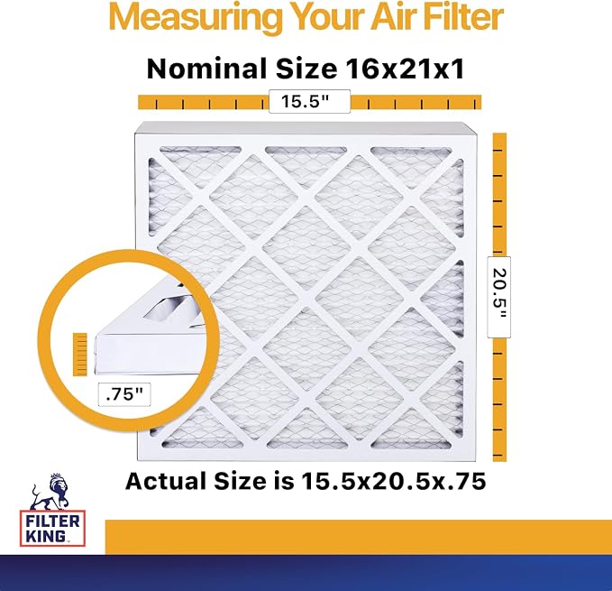 16x21x1 Air Filter (MERV 13) (6-Pack) Dust & Allergy Control AC Furnace Filters, MADE IN USA, HVAC, Pleated, Electrostatic