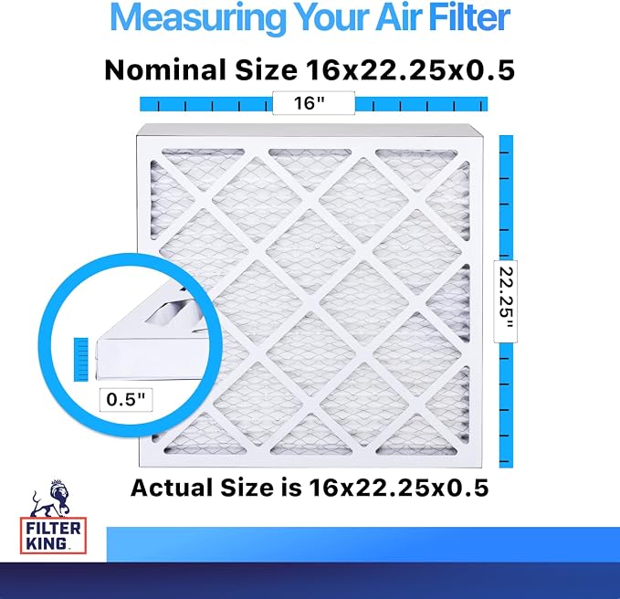 16x22.25x0.5 Air Filter (MERV 8) (4-Pack) Dust & Allergy Control AC Furnace Filters, MADE IN USA, HVAC, Pleated
