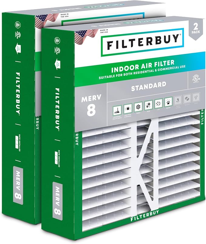 16x22x5 Air Filter MERV 8 Essential Dust & Allergy Defense (2-Pack), Pleated HVAC AC Furnace Filters for, Coleman