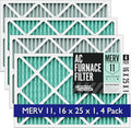 [16x25x1, 4-PK] MERV 11+ Odor Defense HVAC AC Furnace Filter w/Rigid Frame, Clog-Free Design, product image