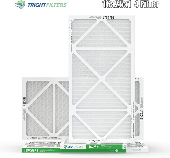 16x25x1 Air Filter 4 Pack, MERV 8 Pleated Dust Defense Air Filters Replacement Air Conditioner HVAC AC Furnace Filter