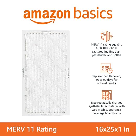 16x25x1 Air Filter 6-Pack, MERV 11 Electrostatic AC Furnace Filters for Allergies, alternate product view 2