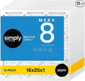 16x25x1 Air Filter, Merv 8, MPR 600, 12 Pack, Furnace Air Filter for HVAC (Actual Size: 15.75"x24.75"x0.75") DUST, Pet, &
