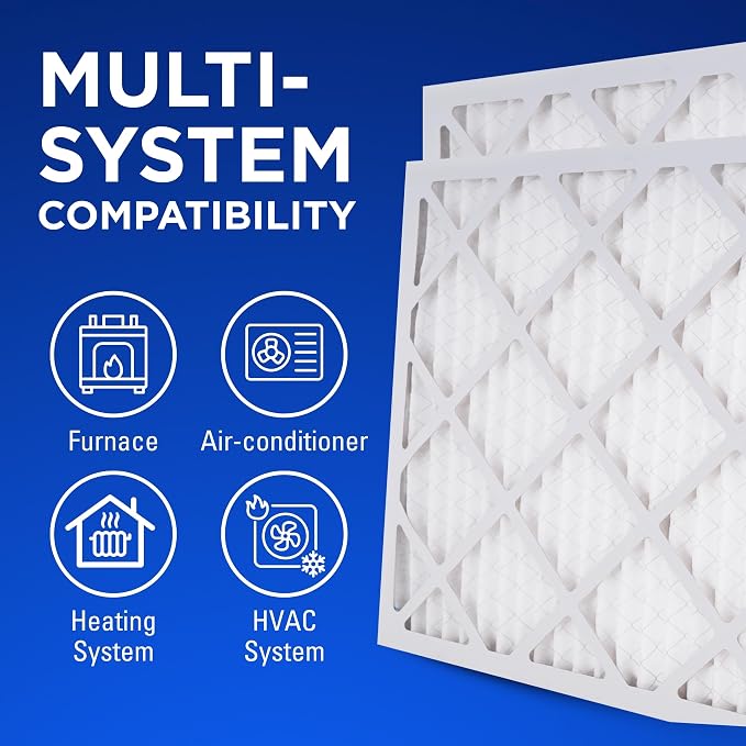 16x25x1 Air Filters, MERV 8 Pleated HVAC AC Furnace Filter Replacement, For Home and Commercial Use, Dust, Pet, & Lint, Made
