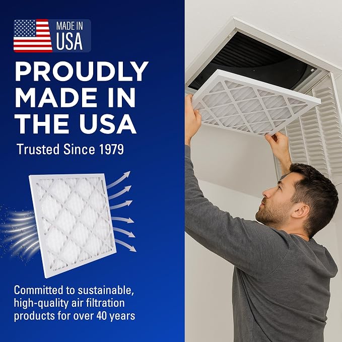 16x25x1 Air Filters, MERV 8 Pleated HVAC AC Furnace Filter Replacement, For Home and Commercial Use, Dust, Pet, & Lint, Made
